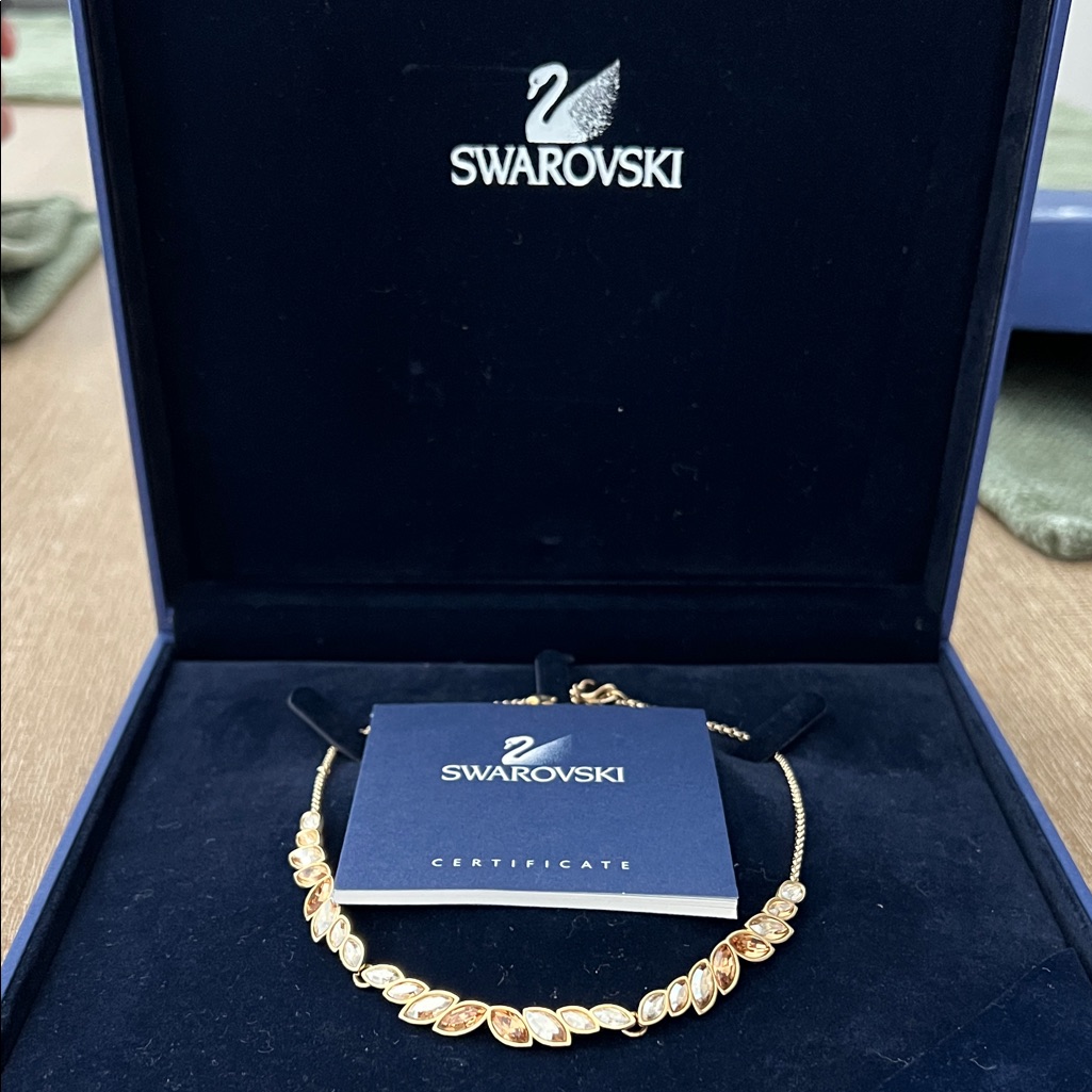 Swarovski Necklace With Gold Tones Gems
